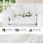 Modular Sectional Sofa Cloud Couch,Down Filled Comfy Cloud Modern Sofa,White Linen U Shape 6 Seater Oversized Couch Cushion Covers Removable for Living Room