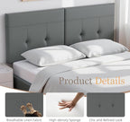 Upholstered King Size Headboard, Headboard King with Sturdy Metal Legs, Tufted Upholstery Design Bed Headboards with Adjustable Width & Height (Grey)
