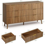LYNSOM Fluted Dresser and Nightstand Set, 3 Pieces Bedroom Set, 55 Inch Wide 7-Drawer Dresser & 2-Drawer Nightstands Set of 2, Modern Dressers Set for Bedroom, Hallway, Natural Oak