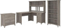Bush Furniture Salinas L Shaped Desk with Hutch, File Cabinet and 5 Shelf Bookcase | 3 Piece Home Office Furniture Set in Driftwood Gray | L Shaped Corner Table with Storage