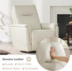 Watson & Whitely Genuine Leather Power Recliner Chairs W Power Headrest for Adults, Swivel Glider Recliner Chair W Charging Ports for Living Room, Light Grey