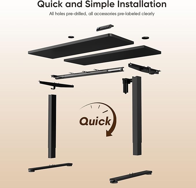 Monomi Standing Desk, 39.4‘’ Small Sit Stand up Height Adjustable Electric Standing Desk with 3 Memory Setting, Ergonomic Home Office Computer Desk, Black