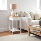 Side Table - Small Night Stand with Drawer and Open Storage Shelf - Traditional Style Bedroom or Living Room Furniture - Use as Bedside Table or End Table by Lavish Home (White)