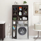 Over The Toilet Storage Cabinet, Farmhouse Storage Cabinet Over Toilet with Sliding Barn Door，Home Space-Saving Toilet Rack, for Bathroom, Restroom, Laundry(Espresso)