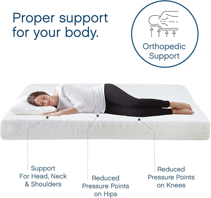 Cool Gel 8 Inch Twin Size Mattresses Memory Foam Medium Firm, Twin Memory Foam Mattress Cooling, Made in the USA, 8" Depth with Pressure Relief, CertiPUR-US Certified No Fiberglass, CoolGel Bed