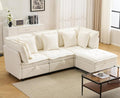 103" Modular Sectional Sofa, L-Shaped Corduroy Comfy Sectional Couches for Living Room, 3-Seater Cloud Couches with 1 Ottoman, Modern Deep Seat Sofa with Large Storage, Beige