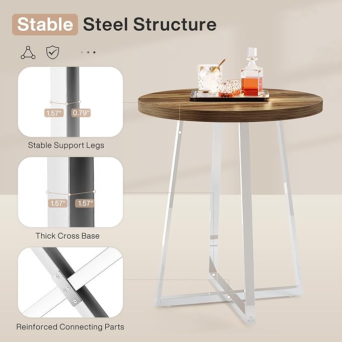 Tribesigns Round Bar Table, 40.2" High Bistro Pub Table with Crossed Metal Legs, Counter Height Cocktail Table for Home Bar, Living Room, Small Space
