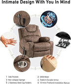 Oversized Lazy Boy Recliner Chair, 2 Motor Leather Recliner, Nursing Lift Chair with Massage and Lumbar Heating, Functional Adult Power Recliner with Cup Holders