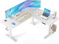 BANTI L-Shaped Standing Desk - 63 x 55 Inch Adjustable Corner Standing Desk with Charging Station - L Shape Sit Stand Table with Memory Controller, Splice Board for Home Office