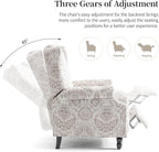 Wingback Recliner Chair Set of 2, Floral Fabric Pushback Recliner Chair, Upholstered Armchair Push Back Recliner, Rivet Trim Single Sofa Accent Chair with Wood Legs for Living Room, Beige