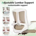 Ergonomic Office Chair with Lumbar Support, High Back Mesh Desk Chair with Flip-Up Arms, Adjustable Computer Task Chair, Khaki
