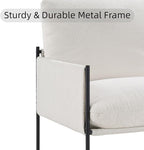 FLEXISPOT Accent Chair for Living Room,Arm Chair for Bedroom,with Wide Large Plus Size Cushion,Metal Frame,Reading Bedroom Chair Armchair for Home/Office/Cafe/Apartment/Waiting Room,White