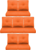 7-Piece Outdoor Patio Cushion Set - Fade & Water Resistant with Removable Olefin Cover, 22x24x4 Inch Memory Foam Cushions for Wicker Sectional Sof - Orange/Buckle
