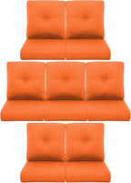 7-Piece Outdoor Patio Cushion Set - Fade & Water Resistant with Removable Olefin Cover, 22x24x4 Inch Memory Foam Cushions for Wicker Sectional Sof - Orange/Buckle