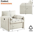 Oversized Accent Chair 38" Wide Mid-Century Modern Armchair for Living Room,USB and Type-C Ports,Comfy Reading Chairs for Bedroom with Side Pockets,Single Sofa Chair (Beige, Set of 1)