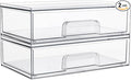 Vtopmart 12.1''W Clear Stackable Storage Drawers,2 Pack Acrylic Plastic Organizers Bins for Makeup Palettes, Cosmetics, and Beauty Supplies,Ideal for Vanity, Bathroom,Cabinet,Desk Organization