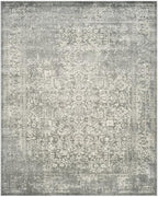 SAFAVIEH Evoke Collection Area Rug - 6'7" Square, Silver & Ivory, Distressed Design, Non-Shedding & Easy to Clean, Ideal for Living Room, Bedroom, Dining Space (EVK256S)