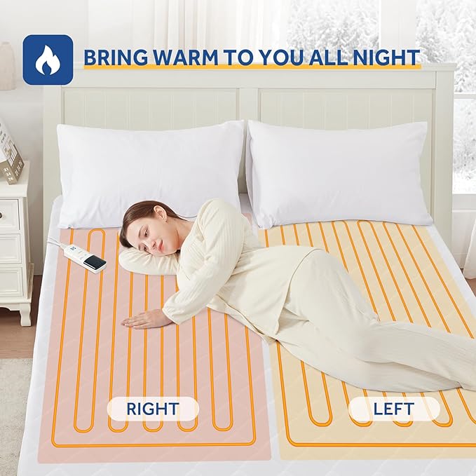 Sealy Heated Mattress Pad Queen Size Single Control for 2 Zones, 9 Heated Settings & 1-9 Hours Auto Shut Off, Luxury Quilted Bed Warmer with ETL Certified, Soft Extra-Cozy Fabric
