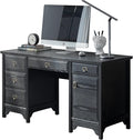 Chogori 55" Solid Wood Executive Desk, Farmhouse Office Computer Desk with 5 Drawers & Storage Cabinet, Wooden Writing Table for Home Office Study Bedroom, Black