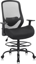 HYLONE 400lbs Drafting Chair,Adjustable High Back Computer Office Chair with Lumbar Support Standing Desk Chair Heavy Duty Big Tall Drafting Stool for Artists with Adjustable Footrest