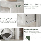Farmhouse 6 Drawers Dresser for Bedroom, White Dressers, 52" Wide Rustic Wood Chest of Drawers with Natural Texture, Metal Handle, Storage Closet Dressers for Bedroom, Living Room