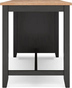 Signature Design by Ashley Gesthaven Contemporary Counter Height Dining Table with 3 Shelves and Trestle Base, Light Brown & Dark Brown