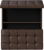 SIMPLIHOME Harrison 40 inch Wide Transitional Square Large Coffee Table Storage Ottoman in Chocolate Brown Vegan Faux Leather, Assembled, for The Living Room and Bedroom