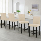 LSSPAID Counter Height Bar Stools Set of 4, 24.8 Inch Upholstered Fabric Barstools, Modern Kitchen Island Chairs with Backrest and Solid Wood Legs, Beige