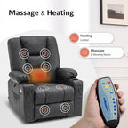MCombo Power Lift Recliner Chair for Elderly, Lift Chair with Heat and Massage, USB Ports, Cup Holders, Faux Leather 7519 (Medium, Dark Grey)