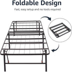 Amazon Basics Bed Frame with Storage, Foldable Metal Platform, Sturdy Steel, No Box Spring Needed, 18 Inches High, Tool-Free Setup, Queen Size, Black