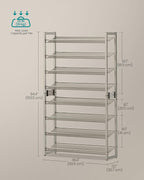 SONGMICS Shoe Rack, 8-Tier Shoe Organizer, Metal Rack for Garage, Set of 2, 4-Tier Stackable Shelf, with Adjustable Flat or Angled Shelves, 32-40 Pairs, Cappuccino Beige ULMR008L01