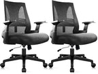 CLATINA 500lbs Big and Tall Office Chair Heavy Duty Mesh Ergonomic Computer Chairs with Adjustable Lumbar Support and Wide Comfy Seat for Home Office Conference Heavy People, Black(2 Pack)