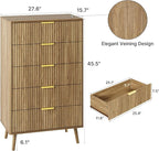 LYNSOM Fluted Dresser and Nightstand Sets 4 Piece, 2-Drawer Nightstands and 5/6 Drawers Dresser, Wood Bedroom Furniture Set for Home, Bedroom, Hallway, Natural Oak