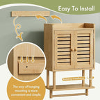AmazerBath Bathroom Wall Cabinets, Bamboo Medicine Cabinets with Towel Bar, Wall Mounted Storage Cabinet with Adjustable Shelves, 2 Doors Over The Toilet Storage for Small Spaces,8.3x16.5x26.6 Inches