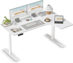 FEZIBO 55×32 inch L Shaped Electric Corner Standing Desk, 4 Memory Height Settings,Home Office & Computer Height Adjustable Table, Ergonomic Sit and Stand Up Workstation with Splice Board,White Top