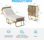 Mjkone Folding Bed with 5" Memory Foam Mattress & Upgraded 75x31 Frame Single Portable Guest Bed, Space-Saving Design, Lockable Wheels for Easy Moving, Quick Assembly & Compact Storage