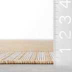 nuLOOM 6' 7" x 9' Outdoor/Indoor Asha Area Rug, Tan, Casual Design with Striped Border, Stain Resistant, Highly Durable, for Patio, Balcony, Bedroom, Living Room, Dining Room, Bathroom