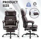 400lbs Executive Office Chair with Foot Rest for Heavy People, Ergonomic Big and Tall Desk Chair with Adjustable Headrest, High Back PU Leather Comfy Heavy Duty Computer Chair