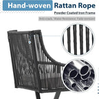 JOIVI Outdoor Swivel Patio Chair Set of 2, Rattan Dining Chairs with Armrest and Cushions, Outdoor Swivel Chair with Iron Frame for Garden, Lawn, Porch, Balcony