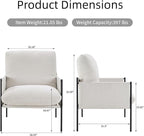 FLEXISPOT Accent Chair for Living Room,Arm Chair for Bedroom,with Wide Large Plus Size Cushion,Metal Frame,Reading Bedroom Chair Armchair for Home/Office/Cafe/Apartment/Waiting Room,White