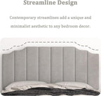Queen Size Headboard Only, Velvet Wall Mounted Headboard Queen Size for Adjustable Bed, Modern Vertical Channel Design with Curved Tufted Upholstered Head Board and Luxury Soft Padded, Gray