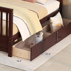 Merax Wood Bunk Bed with Two Drawers,Convertible Wood Bunk Bed with Ladders and Two Storage Drawers,Solid Wood Detachable Bed Frame with Ladders, Twin Over Full Size, Espresso