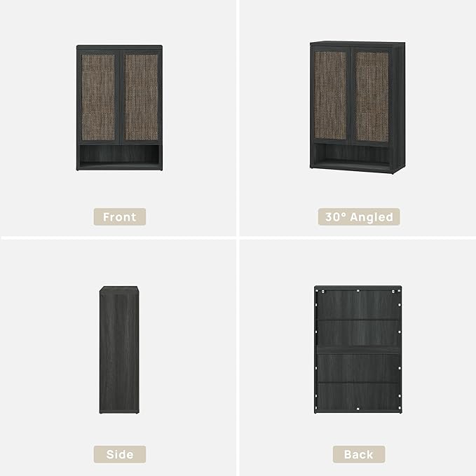 SICOTAS Rattan Shoe Storage Cabinet - Modular Shoe Cabinets with Door Tall Large Shoe Cabinet Storage for Entryway - 31.2" Wide Modular Cabinet for Hallway, Living Room