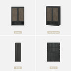 SICOTAS Rattan Shoe Storage Cabinet - Modular Shoe Cabinets with Door Tall Large Shoe Cabinet Storage for Entryway - 31.2" Wide Modular Cabinet for Hallway, Living Room