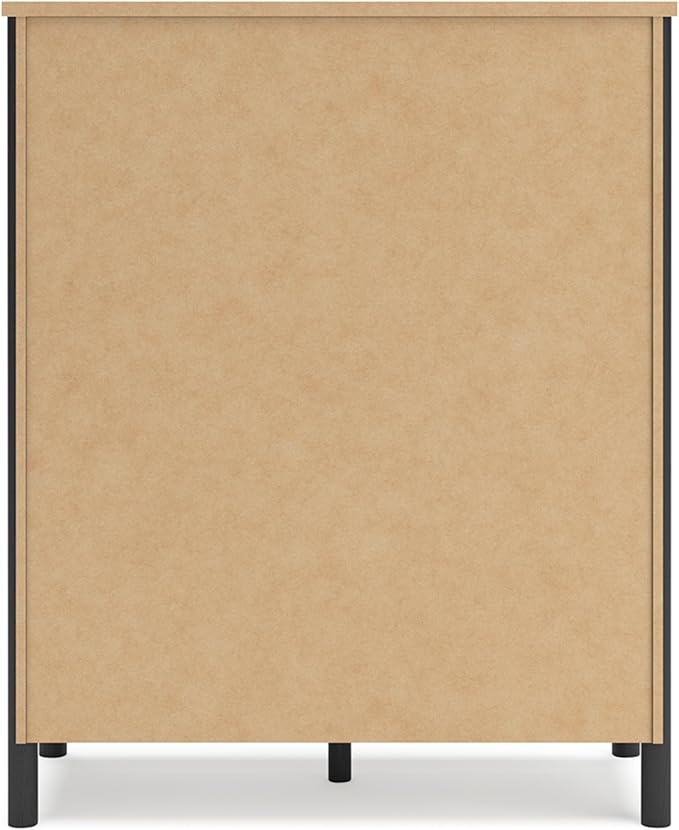 Signature Design by Ashley Cadmori Bohemian 5-Drawer Chest of Drawers with Safety Stop and Post Legs, Black & White