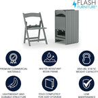 Flash Furniture Hercules Set of 10 Kids Gray Resin Folding Chair with Gray Vinyl Padded Seat