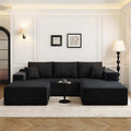 107.5" Cloud Modular Sectional Sofa with 1 Ottoman,Modern Minimalist Upholstered Couches, Comfort U Shaped Sofa for Living Room,Deep Seat Corner Couch，No Assembly Required (Black,Right Facing Chaise)