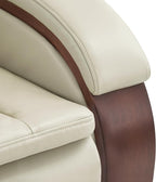 MCombo Power Lift Recliner Chair Sofa with Massage and Heat, Adjustable Headrest for Elderly People, Solid Wood Armrest, USB Ports, Side Pockets, Faux Leather 7917 (Cream White, Medium)