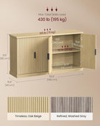 VASAGLE MAXE Collection - Buffet Cabinet, Fluted Console Cabinet, Sideboard with Adjustable Shelves, Mid Century Modern Buffet Table, 15.8 x 58.3 x 31.5 Inches, Oak Beige UBBK382Y01S