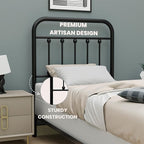 Vintage Twin Size Metal Bed Frame Height Adjustable Headboard Only, Wrought Iron Black Farmhouse Bed Frame Headboard, Easy Assembly, Short Clearance, Tall or Low Setting